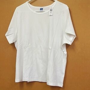 Old Navy Size XXL Tall White Knit Ribbed Crew Neck T-Shirt